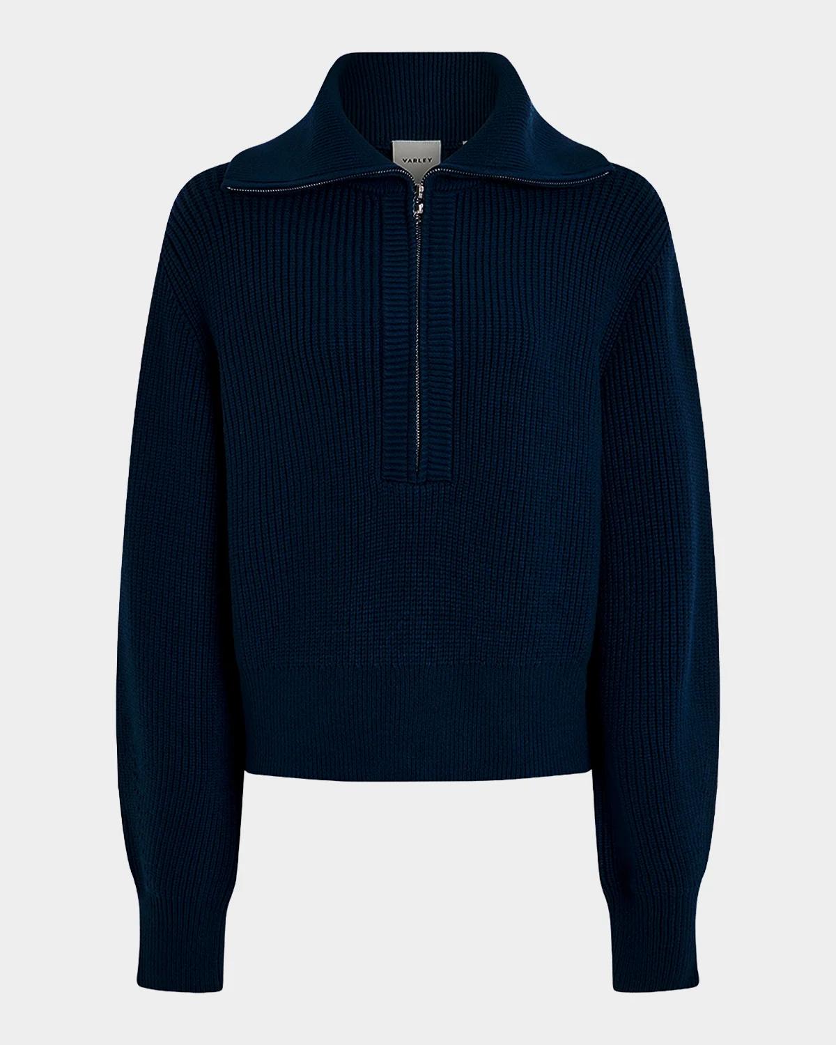 Varley Maura Half-Zip Ribbed Knit Pullover
