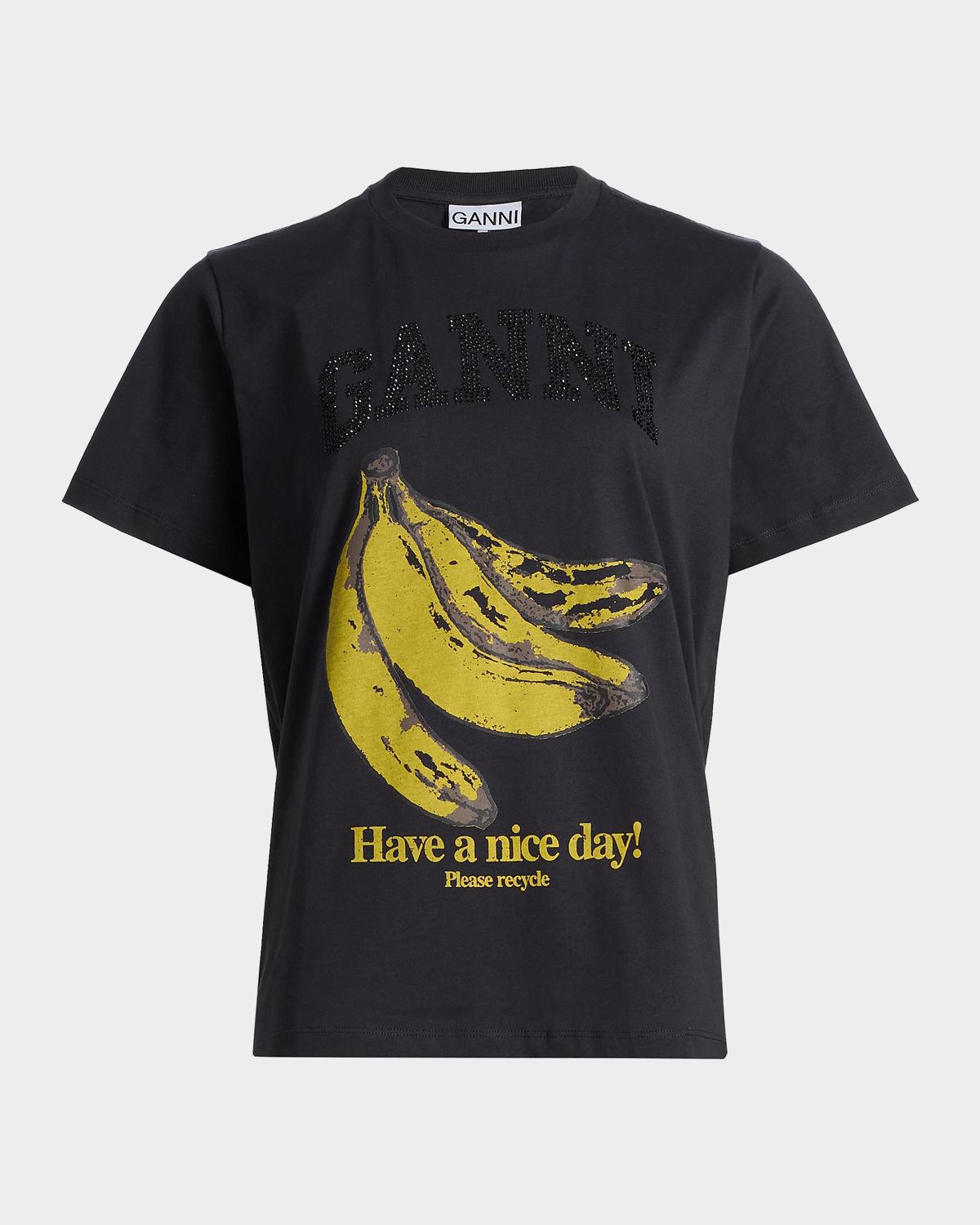 Ganni Banana Relaxed Cotton T-Shirt