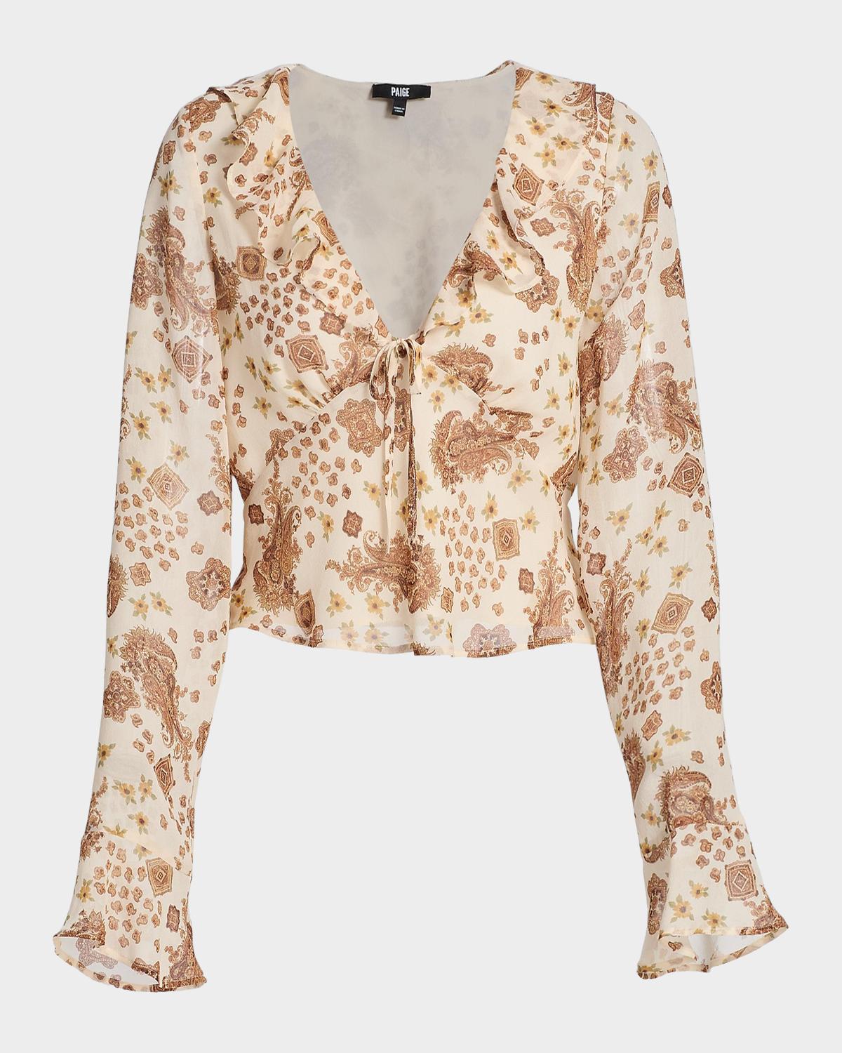 PAIGE Delamar Paisley Silk Blouse