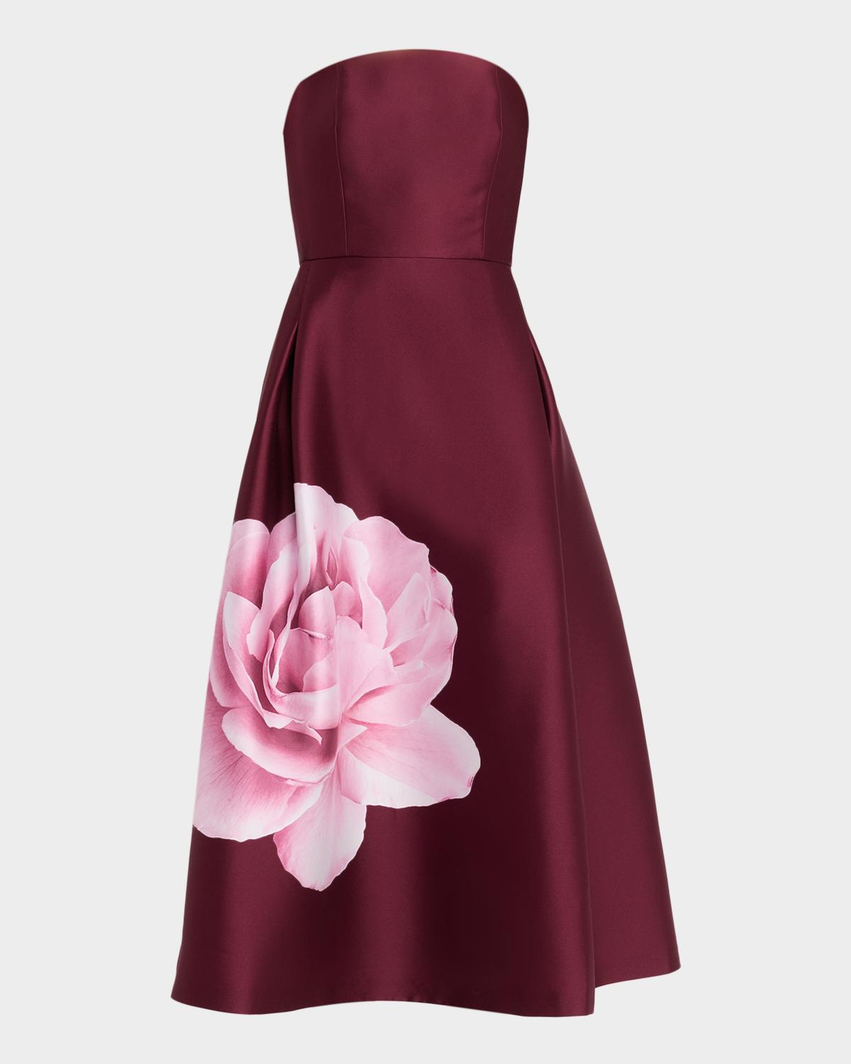 SACHIN BABI Shay Strapless Floral-Print Mikado Midi Dress