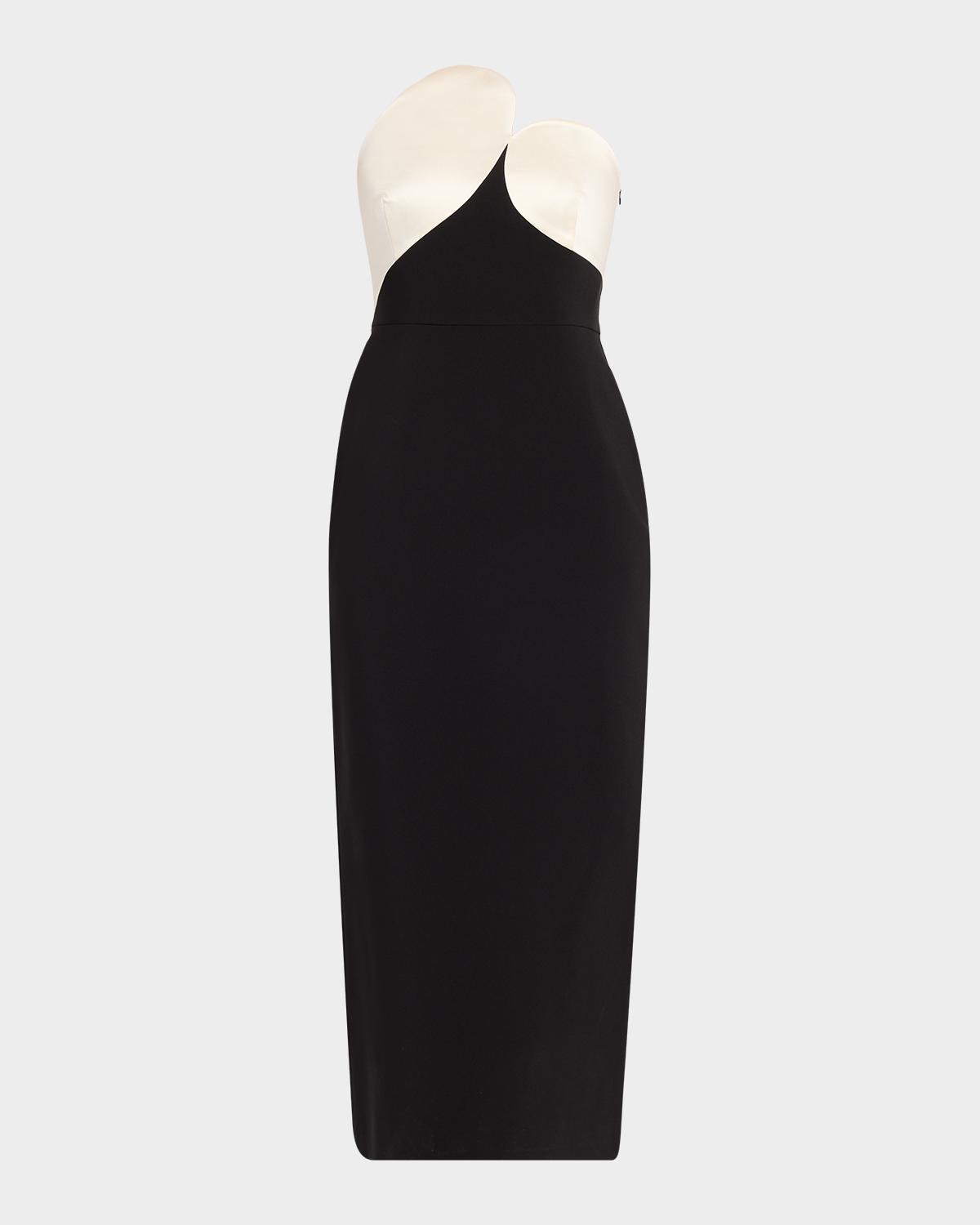 Et Ochs Court Strapless Two-Tone Bodycon Midi Dress