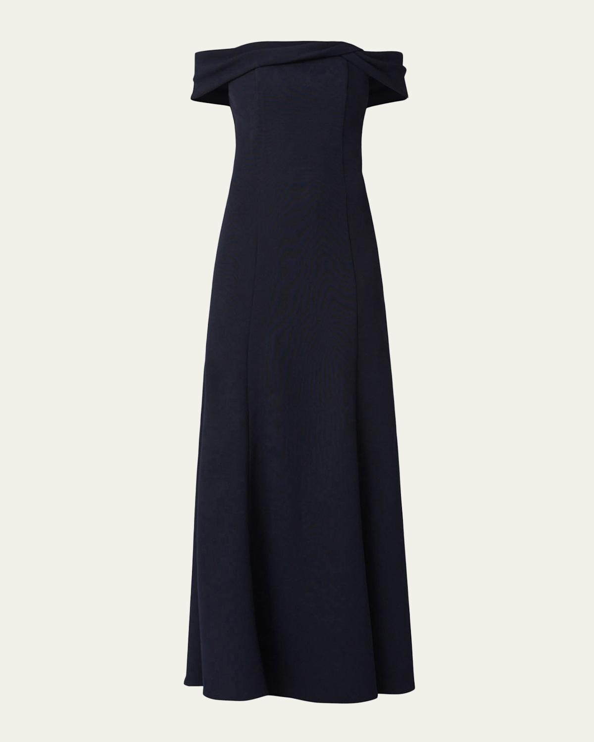 Shoshanna Flores Off-the-Shoulder Crepe Gown