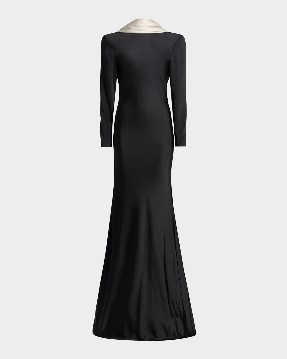 Et Ochs Allegra Draped Low-Back Charmeuse Gown