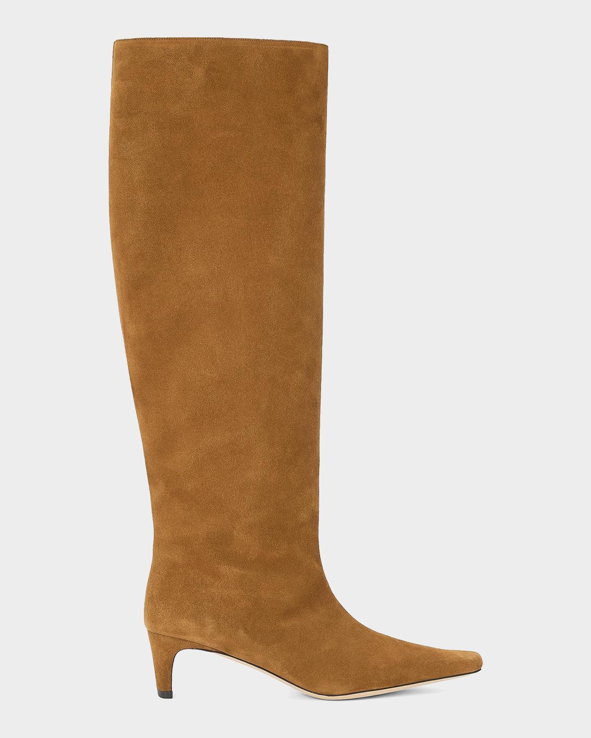 Staud Wally 55mm Suede Wide-calf Knee-high Boots In Multi