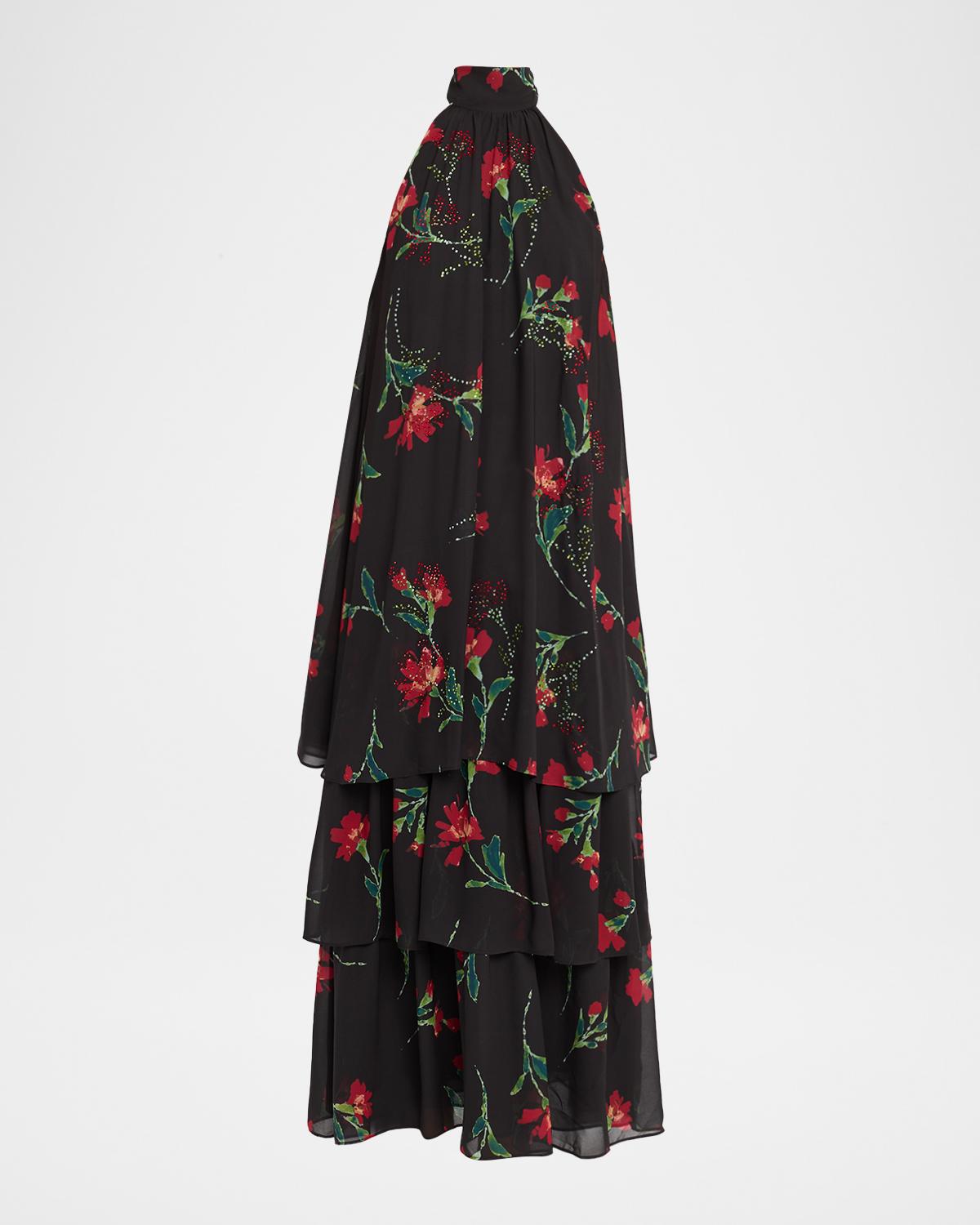 Ungaro Eden Tiered Floral-Print Halter Maxi Dress