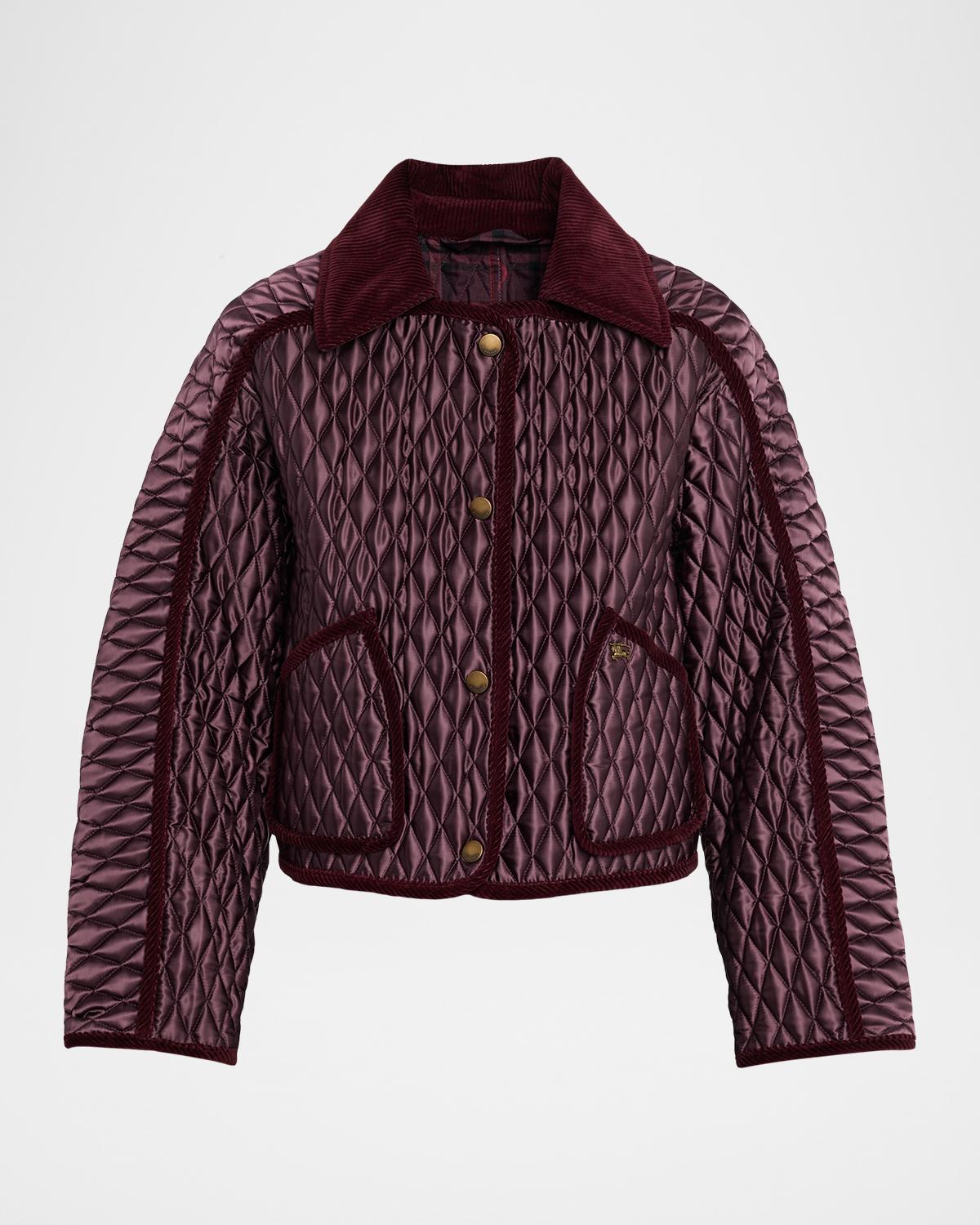 Burberry Floriston Corduroy-Trim Quilted Barn Jacket