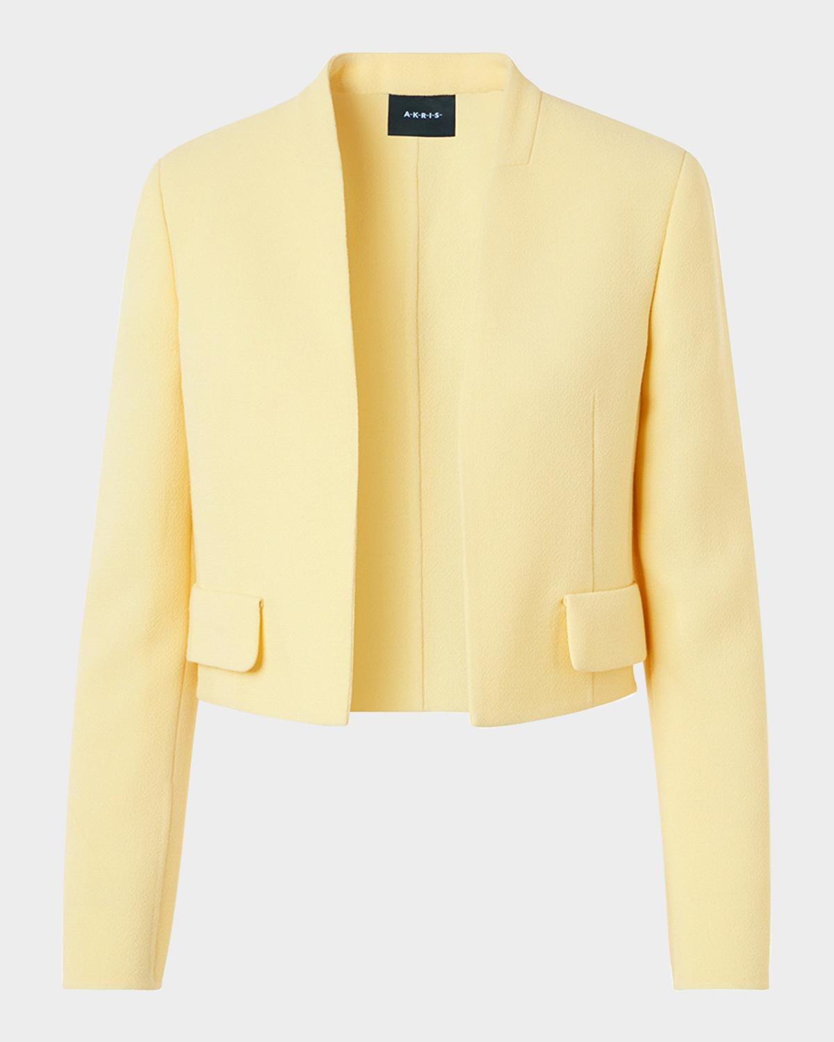Akris Helena Wool Crepe Open-Front Short Jacket