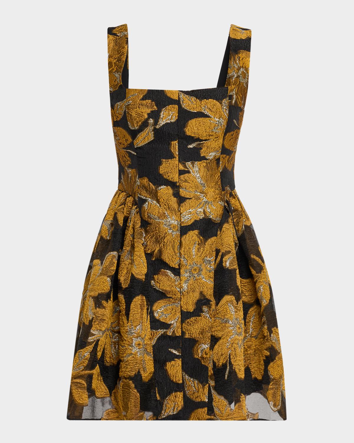 Milly Erin Floral Brocade Fit-&-Flare Mini Dress