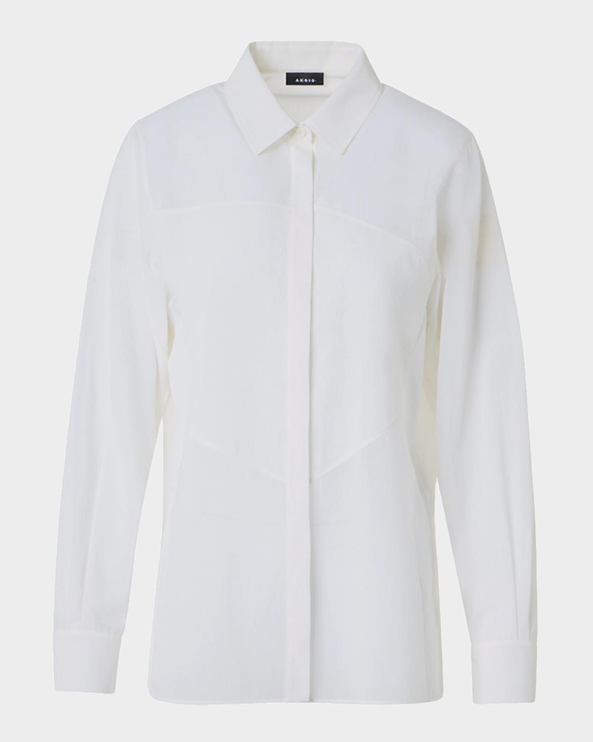 Callas Milano Savile Pleated Button-Down Shirt | Neiman Marcus