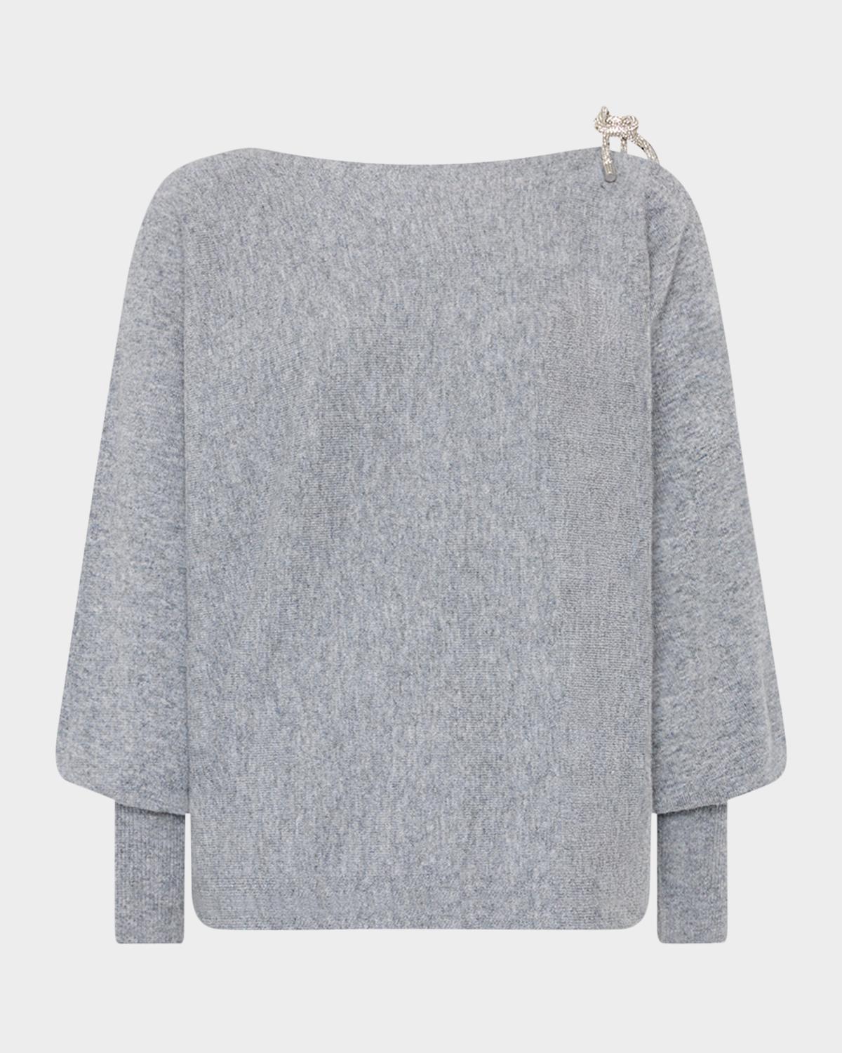 Milly Ida Cutout Embellished-Tie Sweater