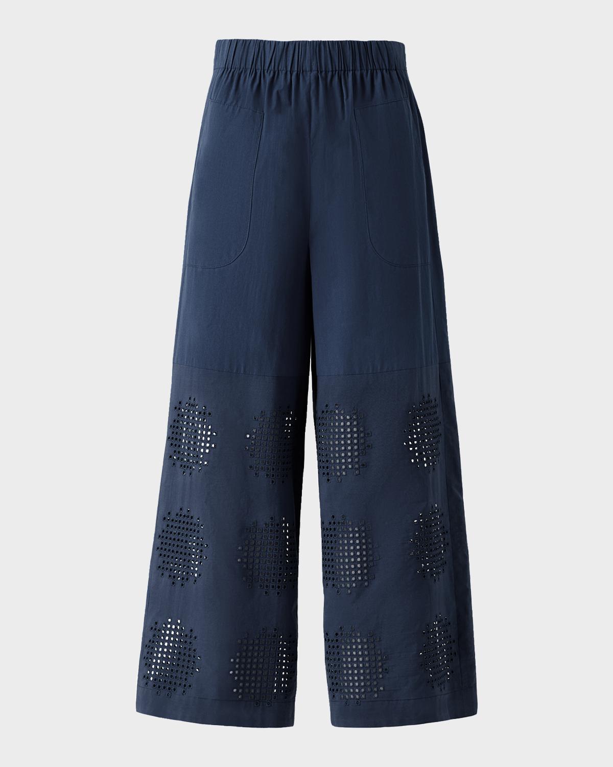 Akris punto Frey Eyelet Cotton Poplin Wide-Leg Crop Pants