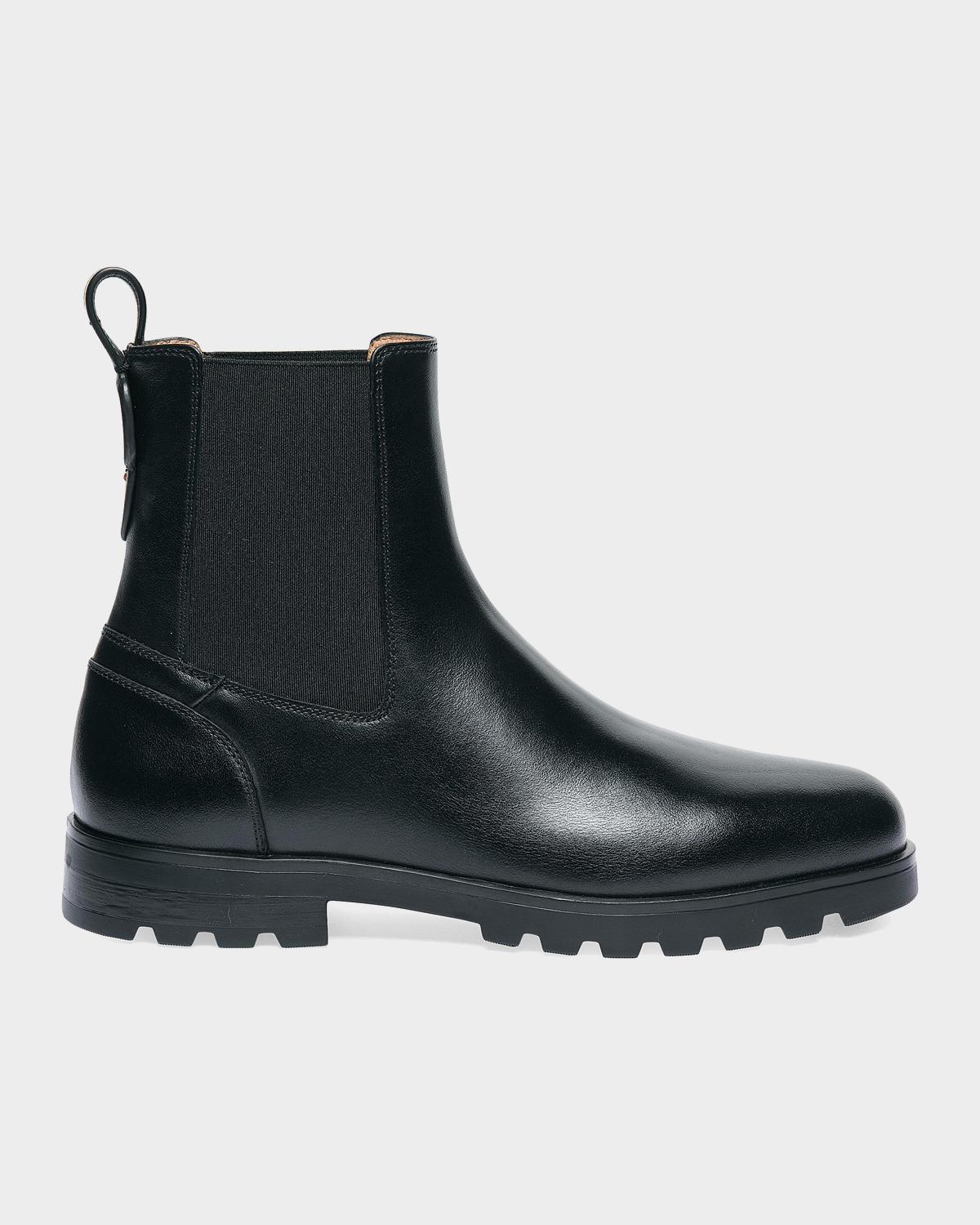 Santoni Jean Leather Chelsea Booties