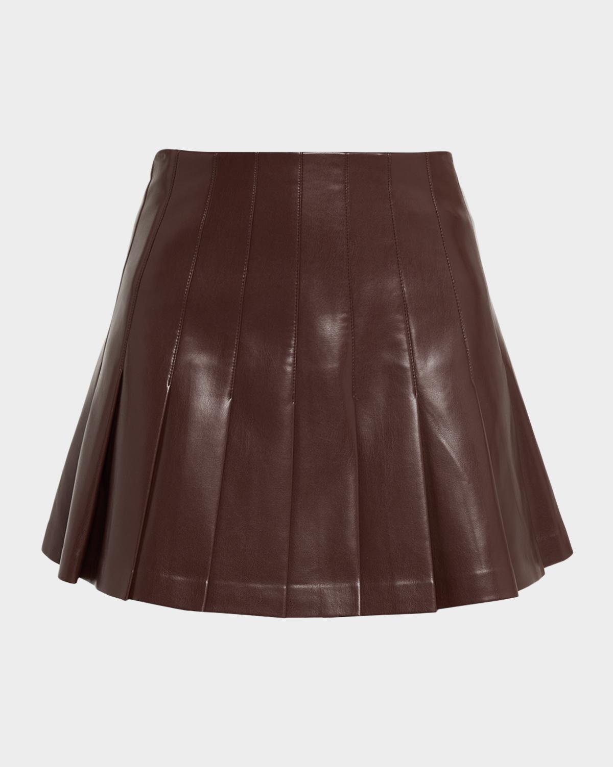 ALICE + OLIVIA Carter Pleated Vegan Leather Mini Skirt