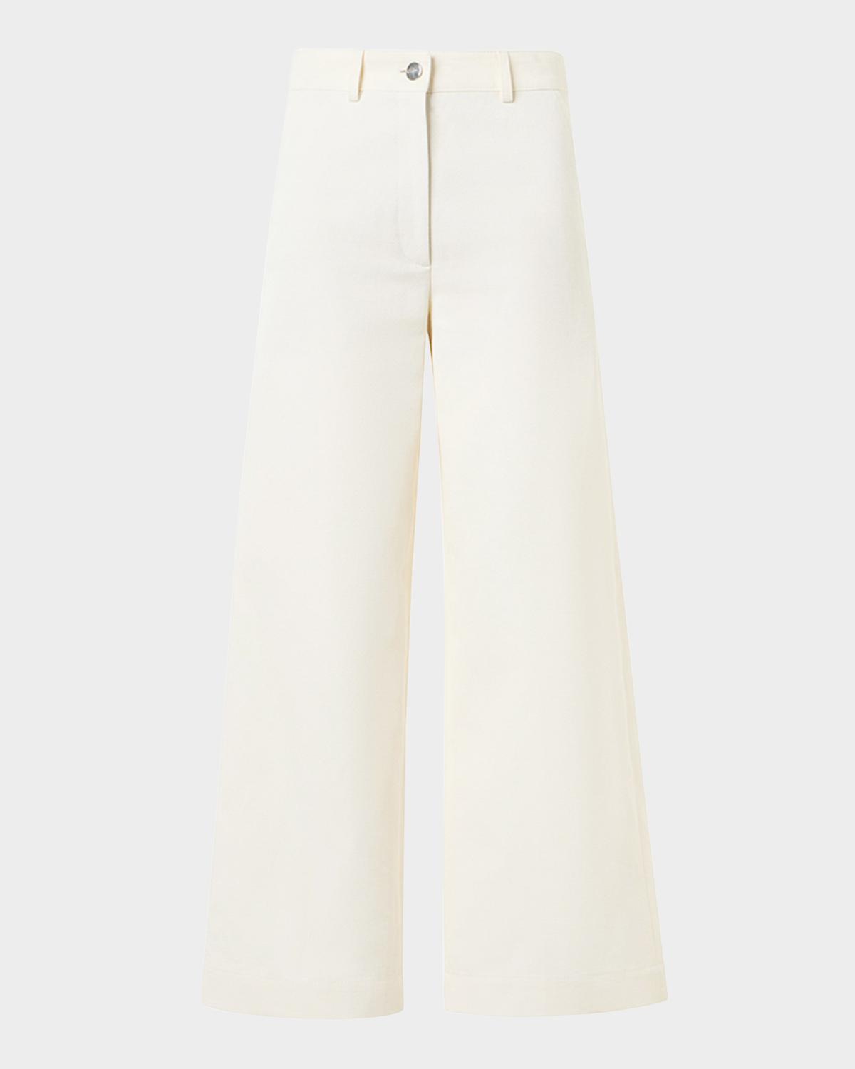 Akris Finn Cotton-Linen Gabardine Wide-Leg Pants