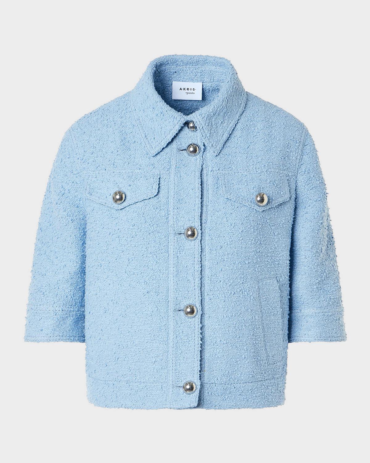 Akris punto Summer Boucle Short-Sleeve Jean Jacket