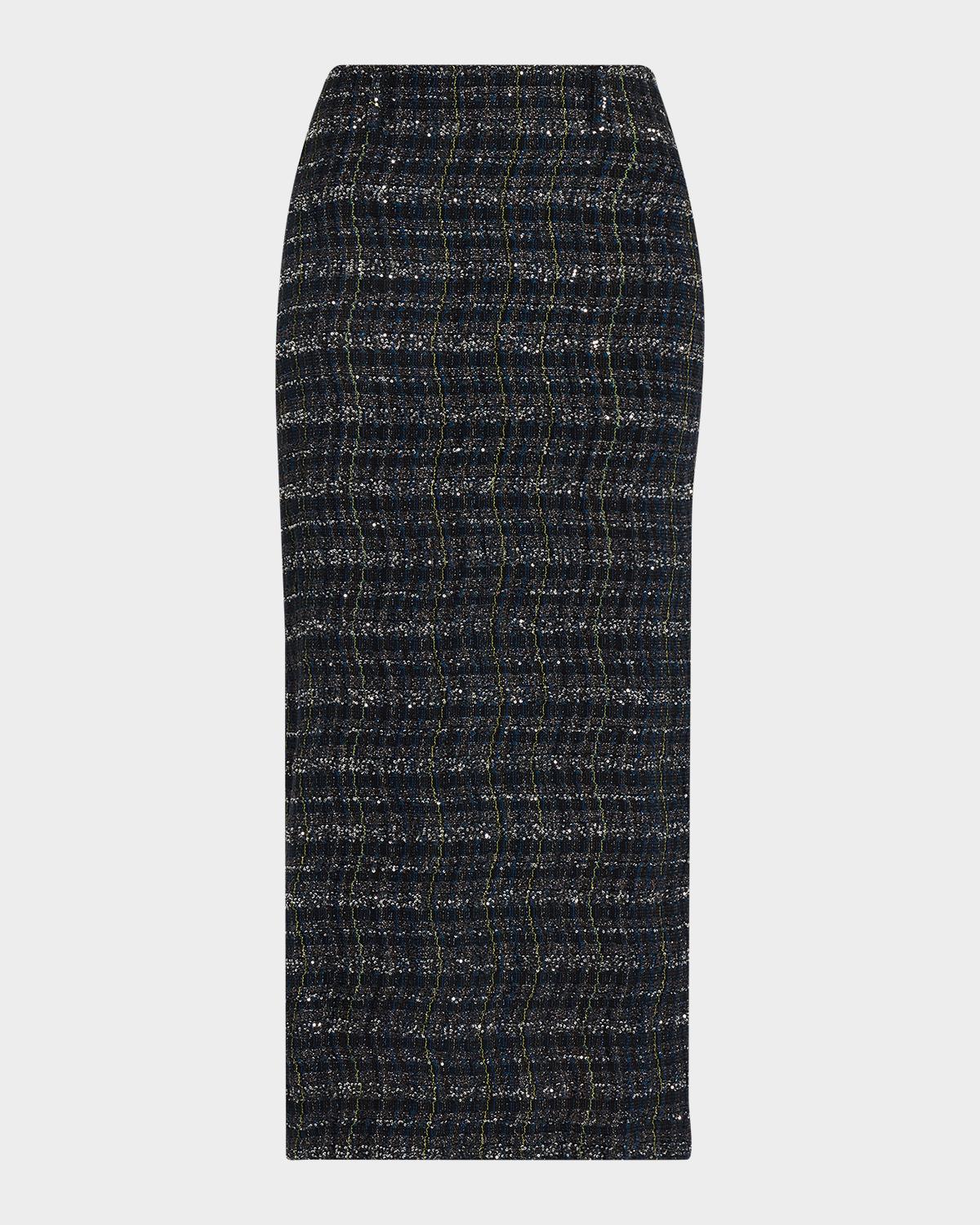 Missoni Paillette Wavy Check Tweed Midi Skirt