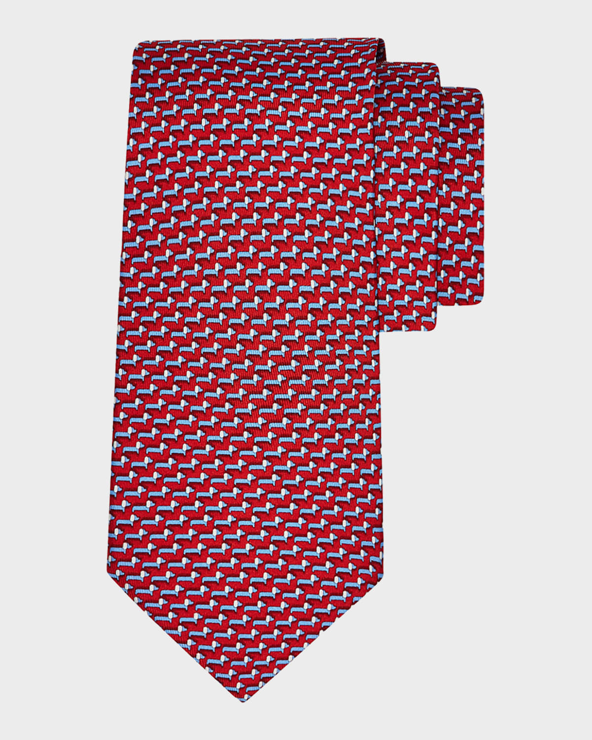Ferragamo Men's Mini-Dachshund Dog Silk Tie | Thumbnail 3