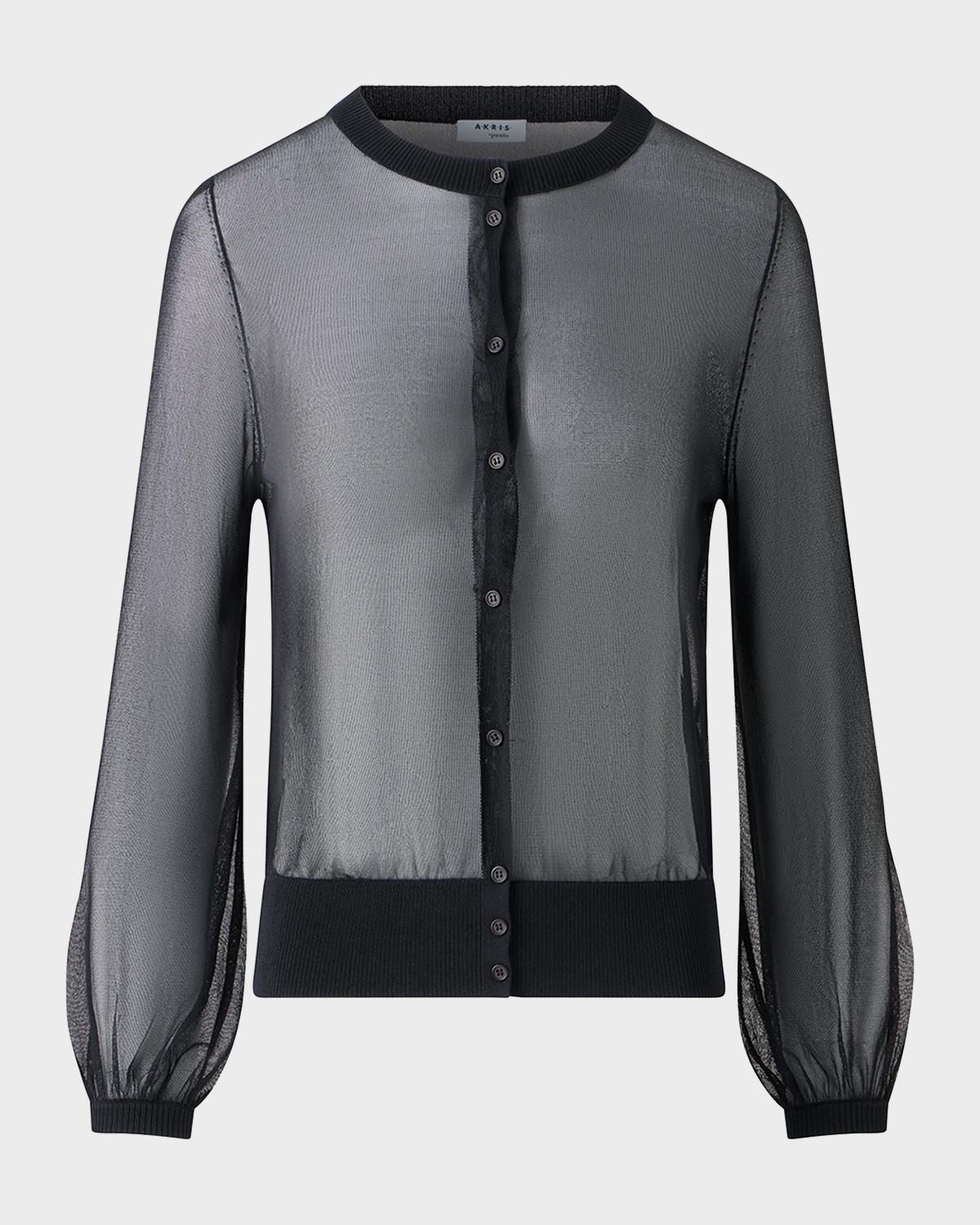 Akris punto Sheer Knit Crewneck Cardigan