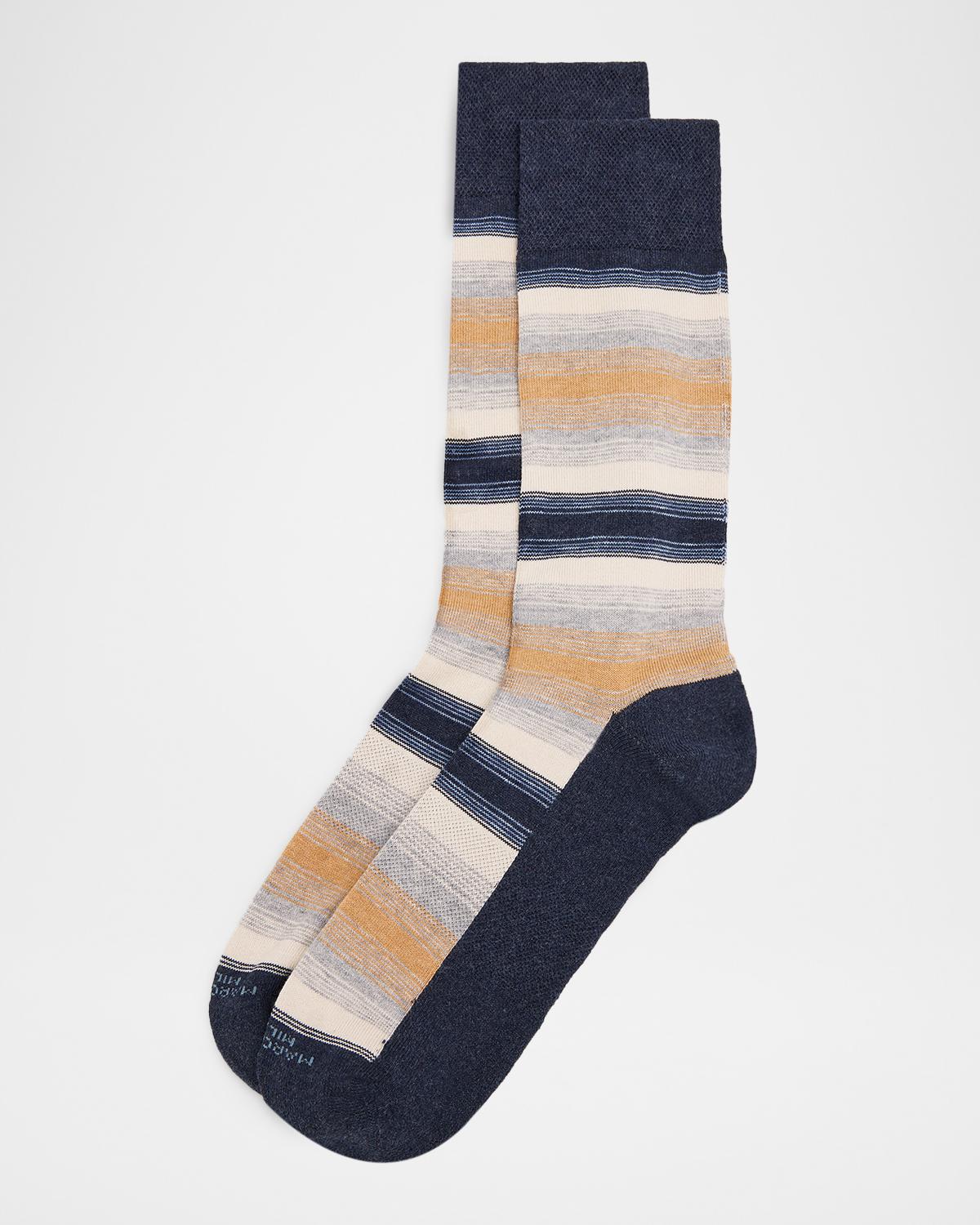 Marcoliani Men's Degrade Stripe Cotton Crew Socks