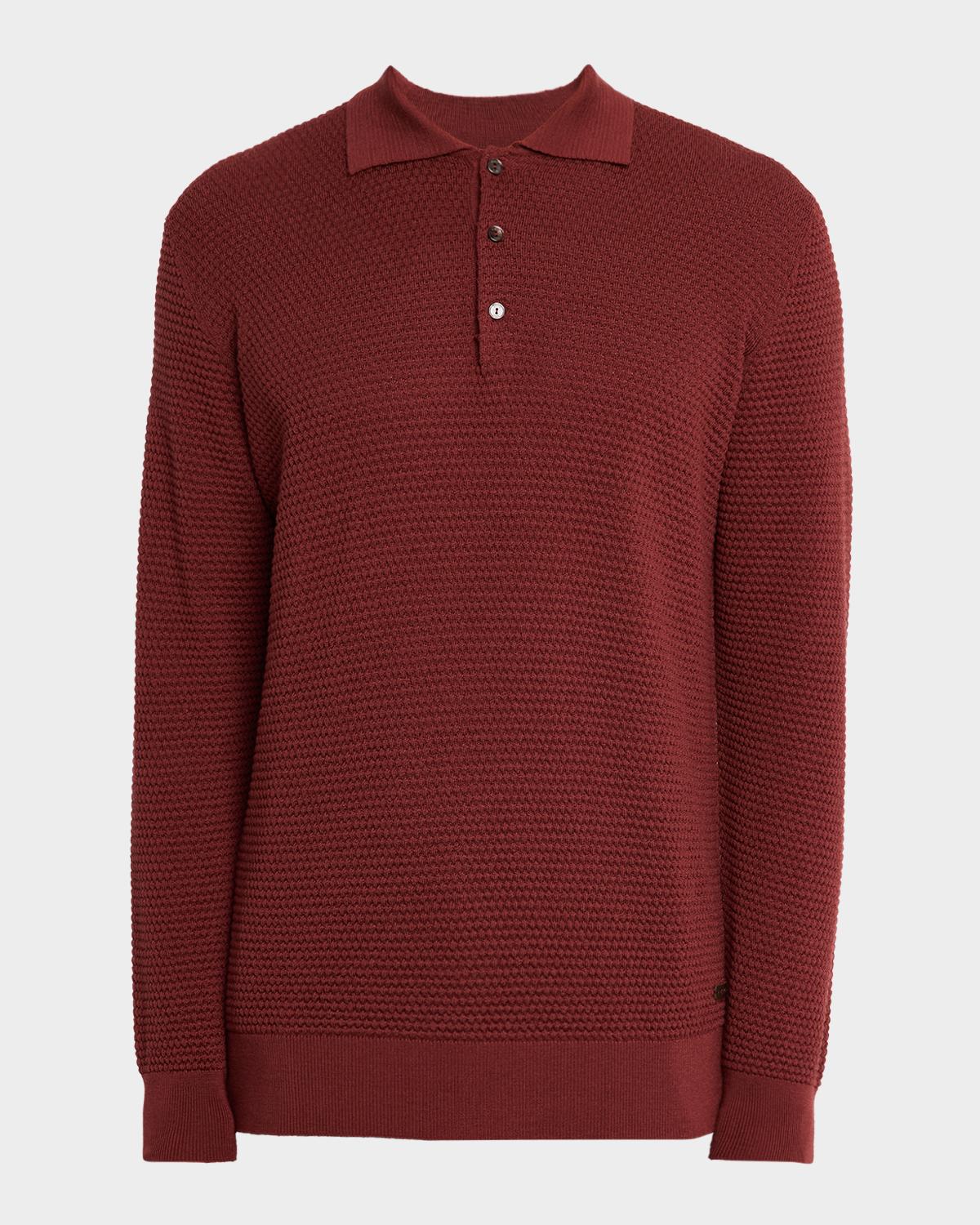 Eton Men's Merino Wool Popcorn Stitch Polo Sweater