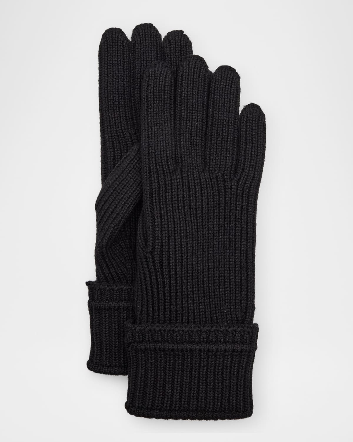 Burberry Men 's Embroidered Logo Patch Wool-Blend Knit Gloves | Thumbnail 4