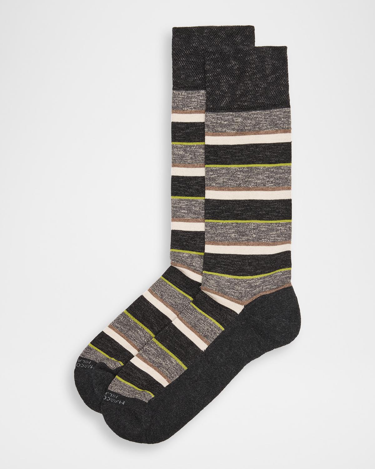 Marcoliani Men's Multi-Stripe Crew Socks