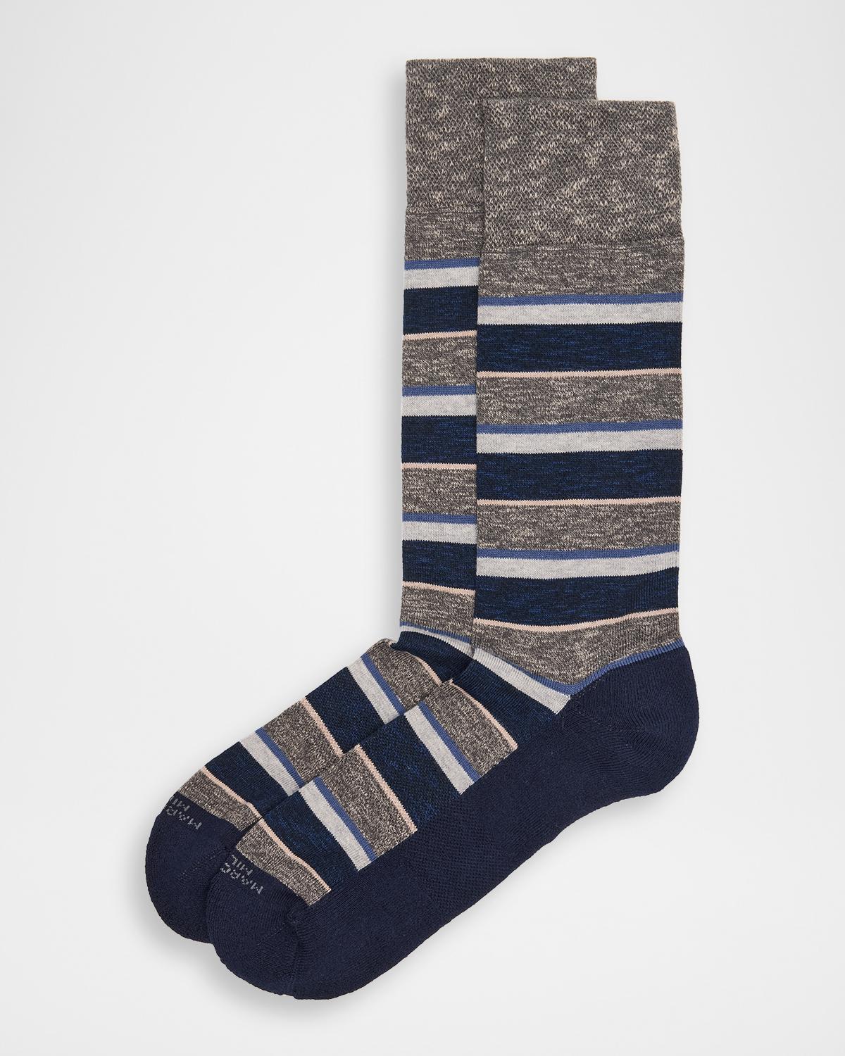 Marcoliani Men's Multi-Stripe Crew Socks