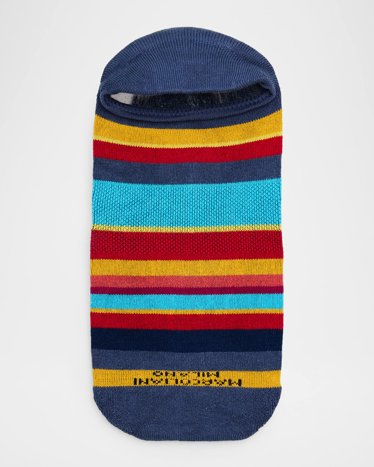 Marcoliani Men 's Invisible Multicolor Stripe Cotton No-Show Sneaker Socks