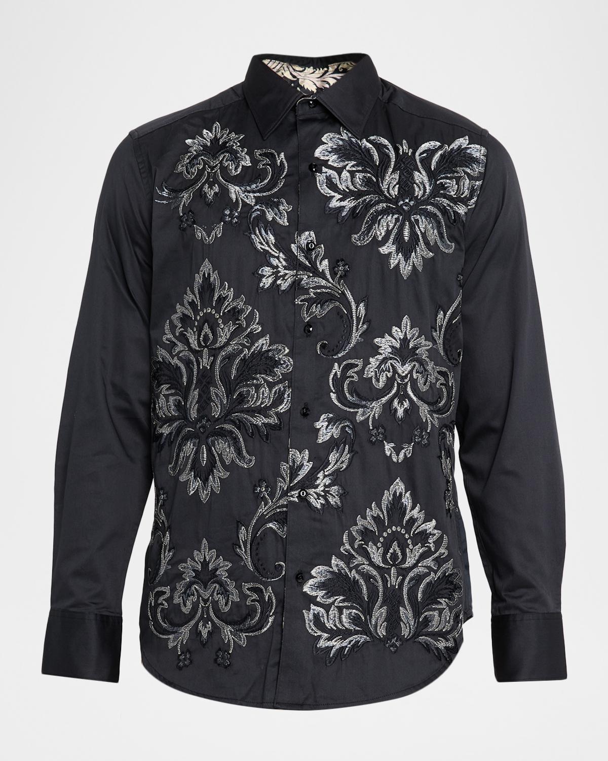 Robert Graham Men's Lion's Shadow Embroidered Button-Down Shirt