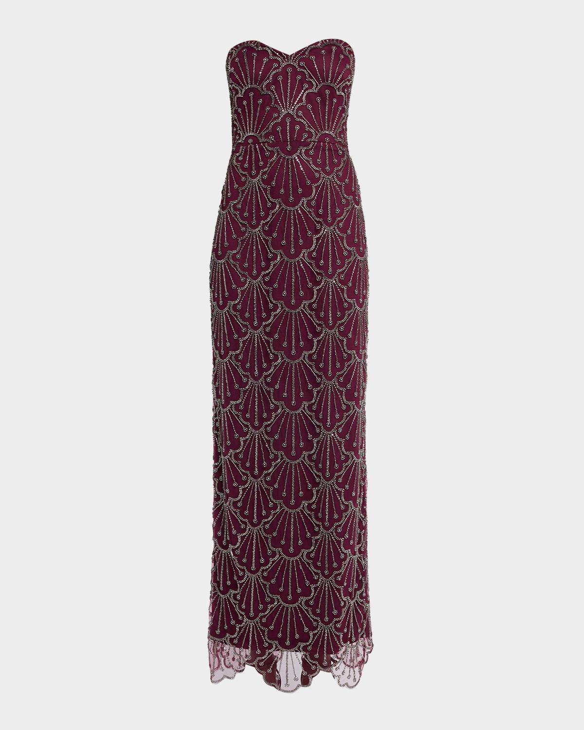 Theia Tessa Strapless Beaded Column Gown