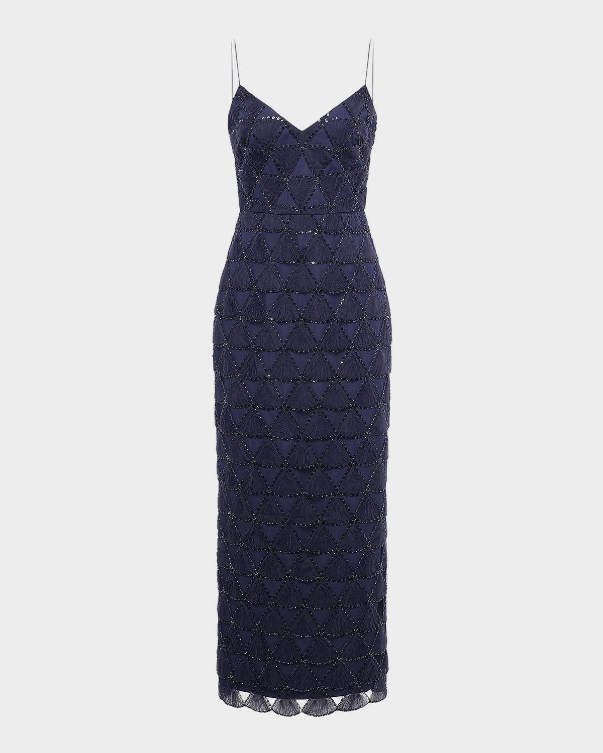 Theia Elsy Beaded Tulle Cocktail Dress