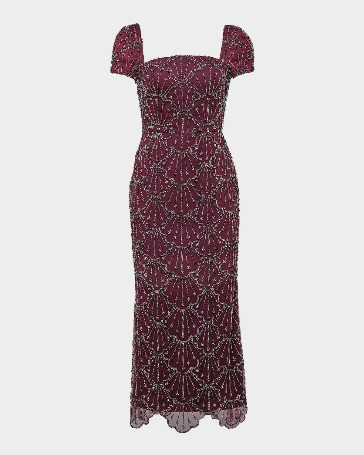 Theia Serena Beaded Cocktail Dress