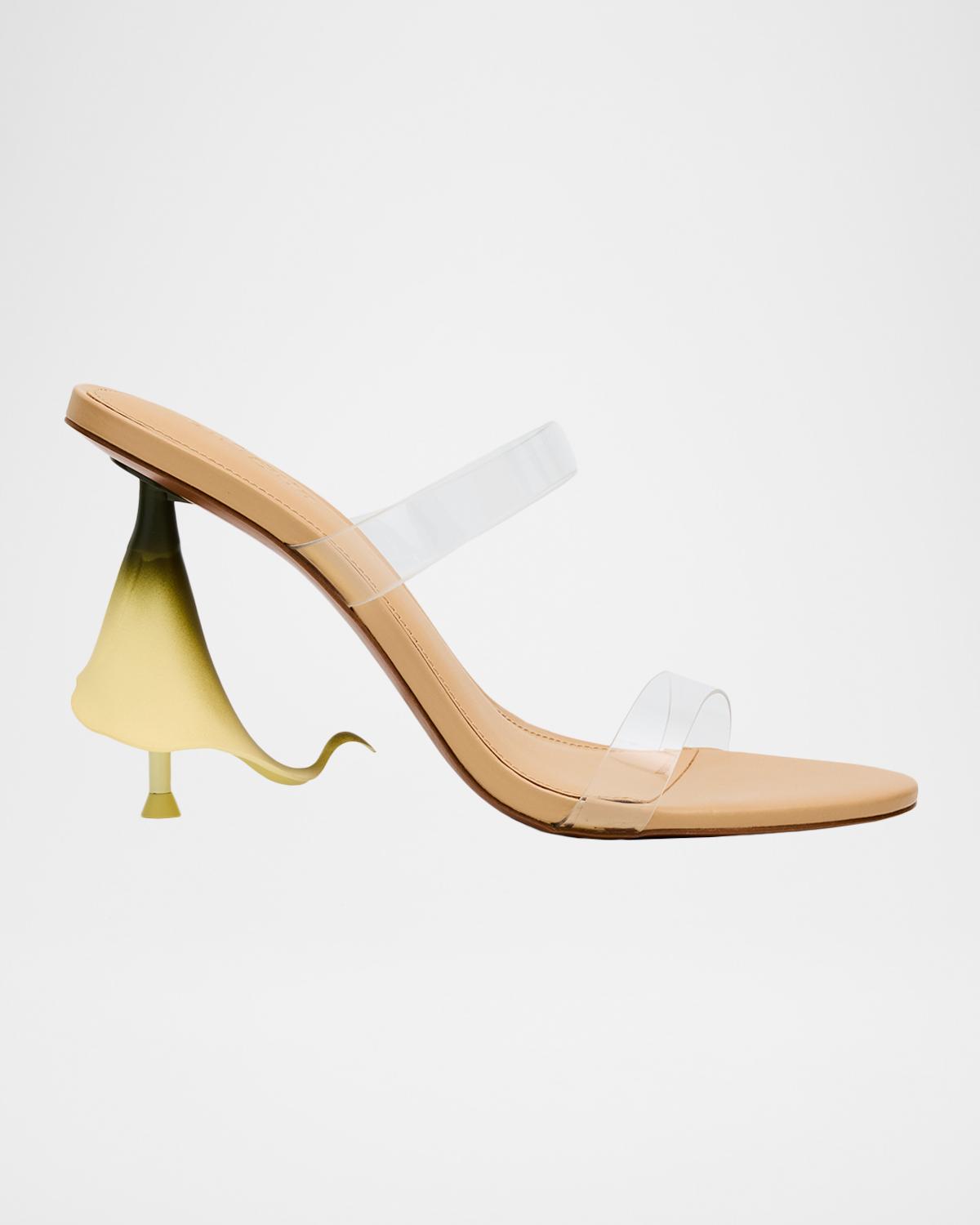 Cult Gaia Calisto Transparent Dual-Band Calla Lily Heel Sandals