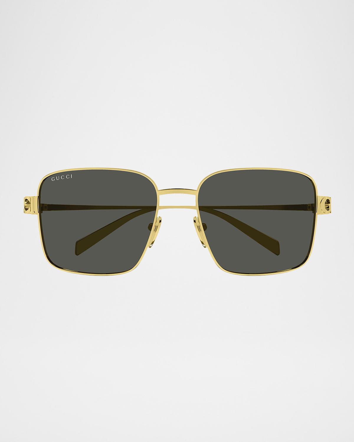 Gucci Block Bending 54mm Metal Square Sunglasses