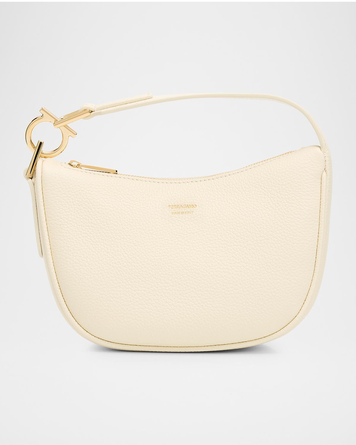 Smile Grain Leather Gancini Top-Handle Bag