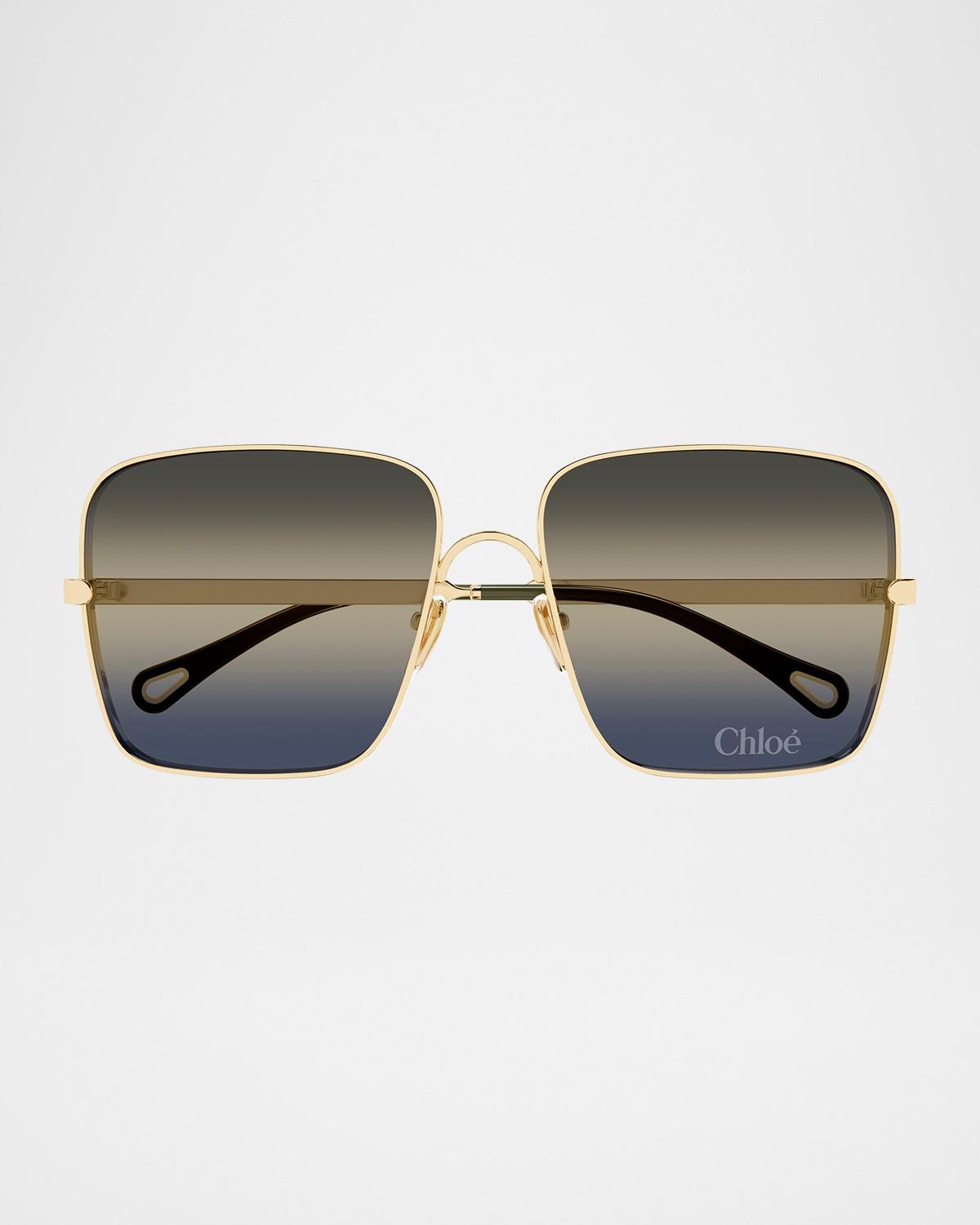 Chloe Aly 55mm Metal Square Sunglasses