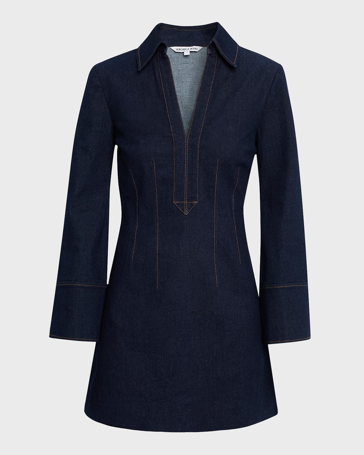 Veronica Beard Raymond Long-Sleeve Denim Mini Dress