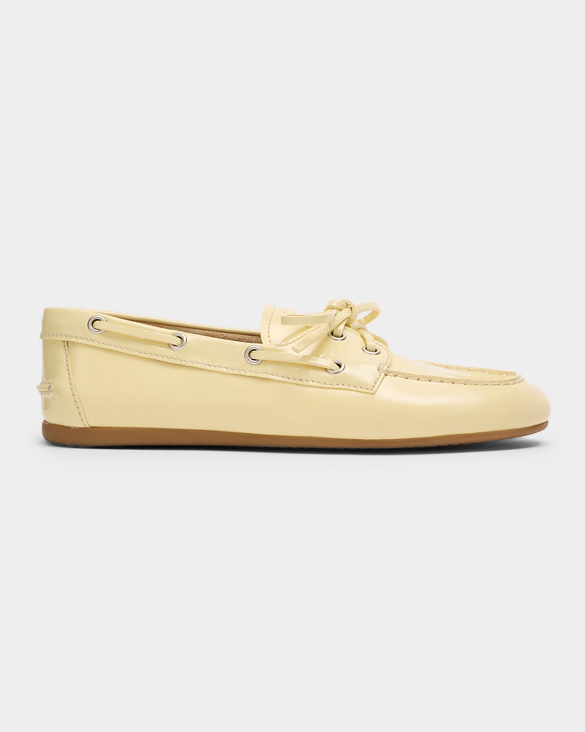 Miu Miu Leather Lace-up Moccasins In Nude