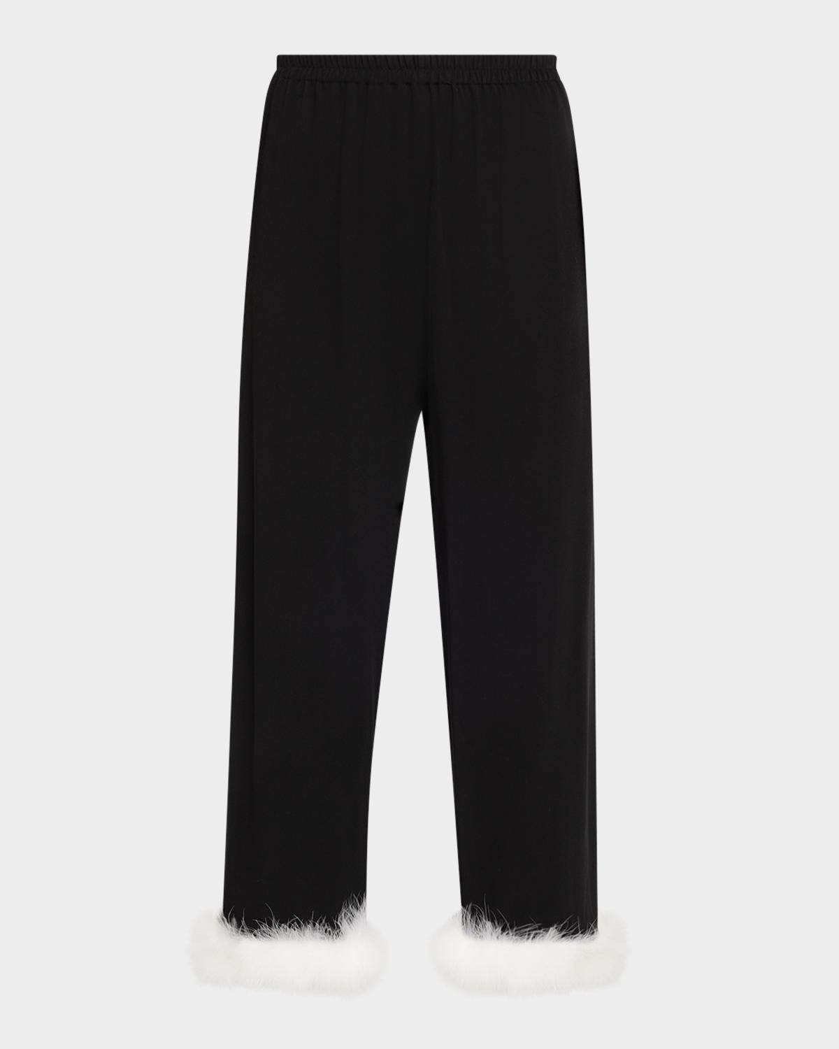 Sleeper Cropped Feather-Cuff Viscose Pants