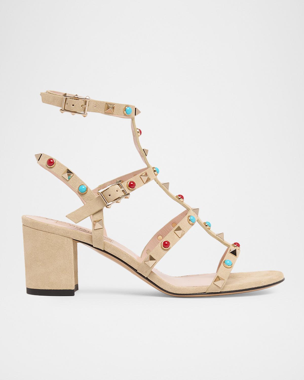 60mm Rockstud Suede City Sandals