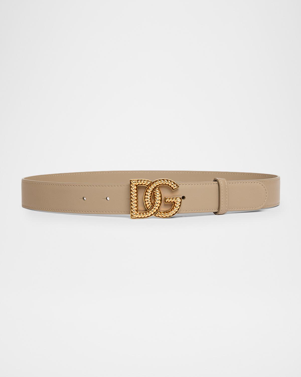 Leather Logo Buckle Belt