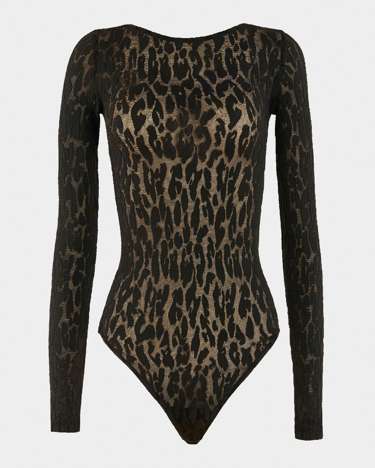 Wolford Long-Sleeve Leopard Bodysuit