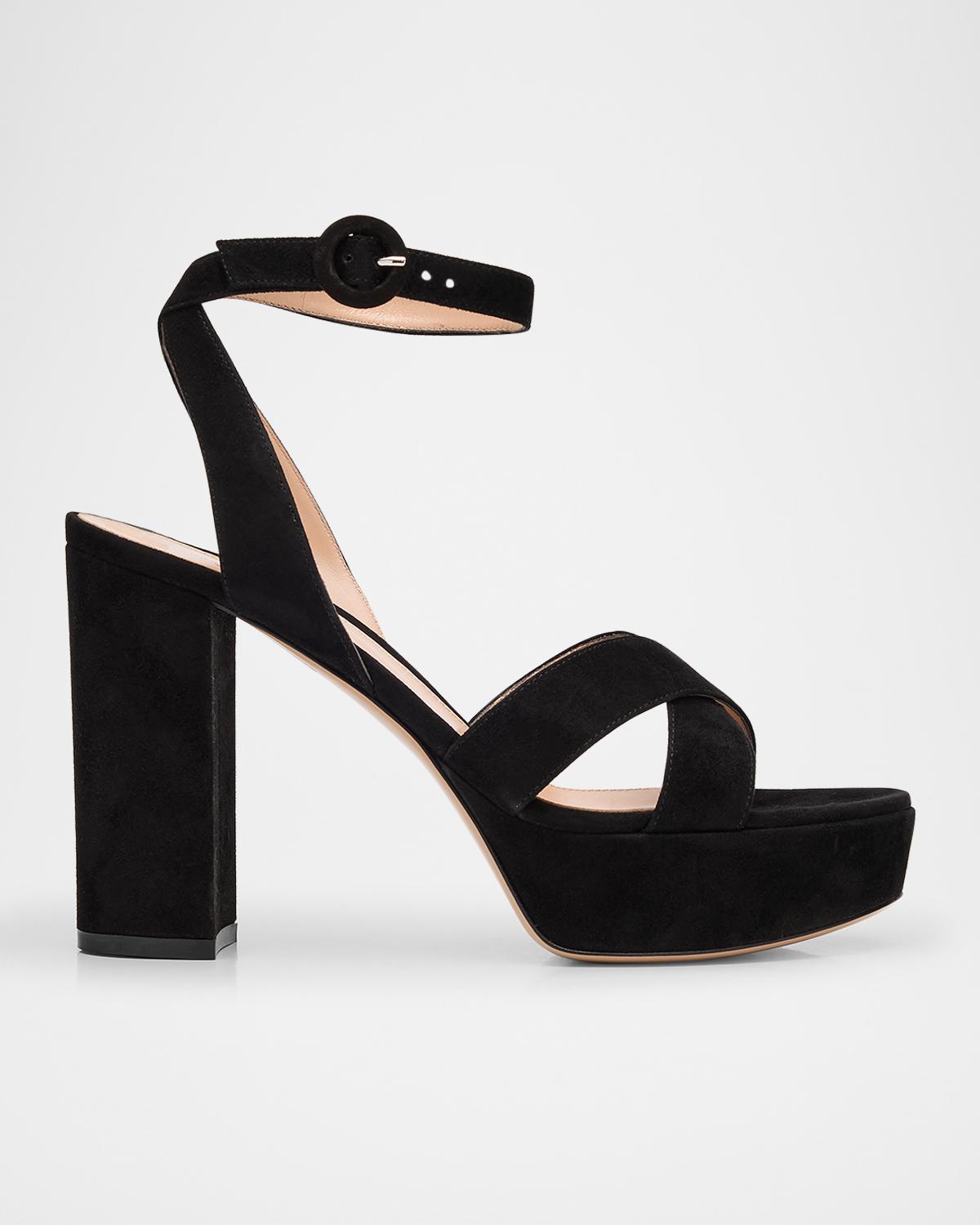 Gianvito Rossi Suede Crisscross Platform Sandals
