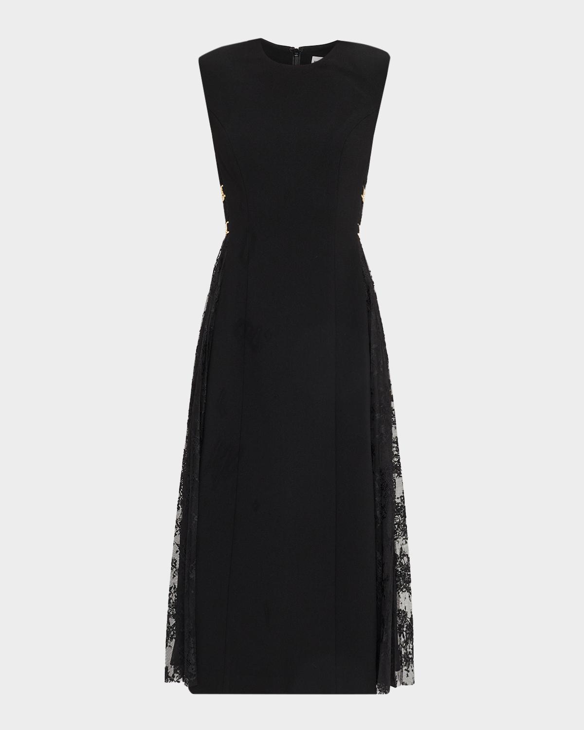 Rebecca Vallance Milena Sleeveless Lace-Inset Midi Dress