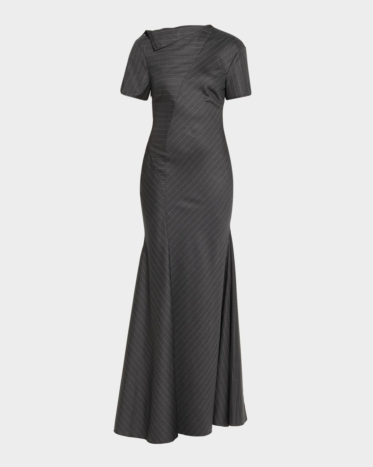 Jane Wade Pinstripe Short-Sleeve Dress