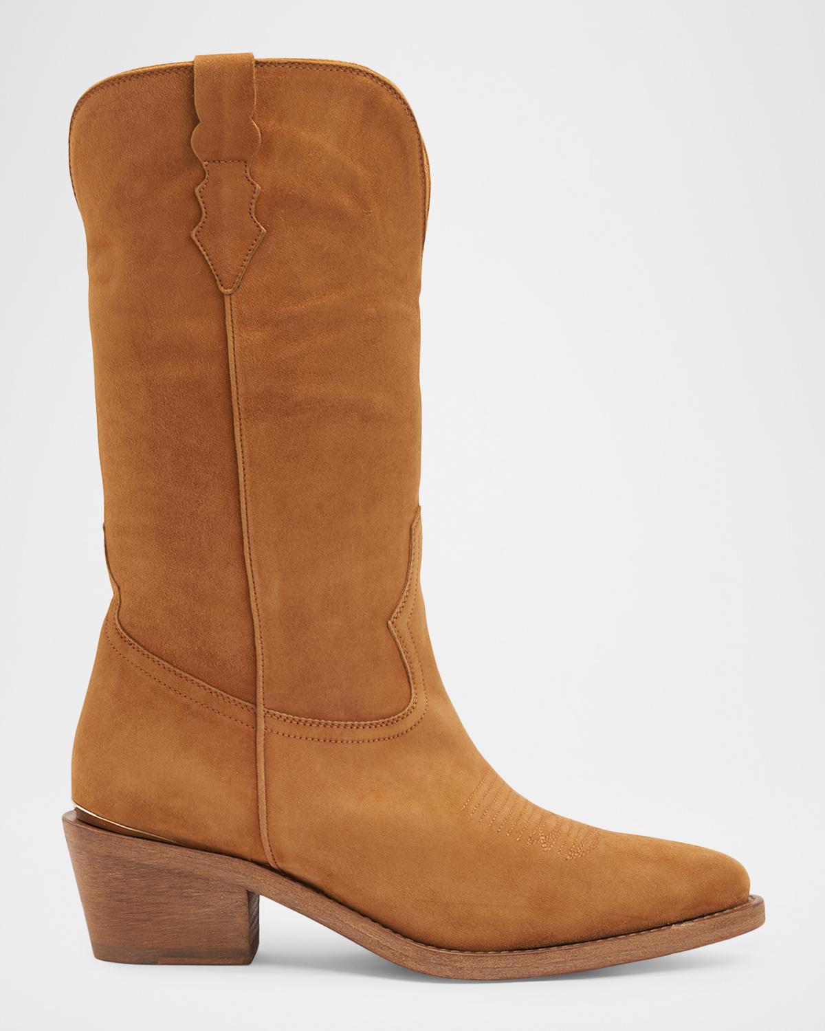 Partlow Forest Shearling-Lined Suede Cowboy Boots