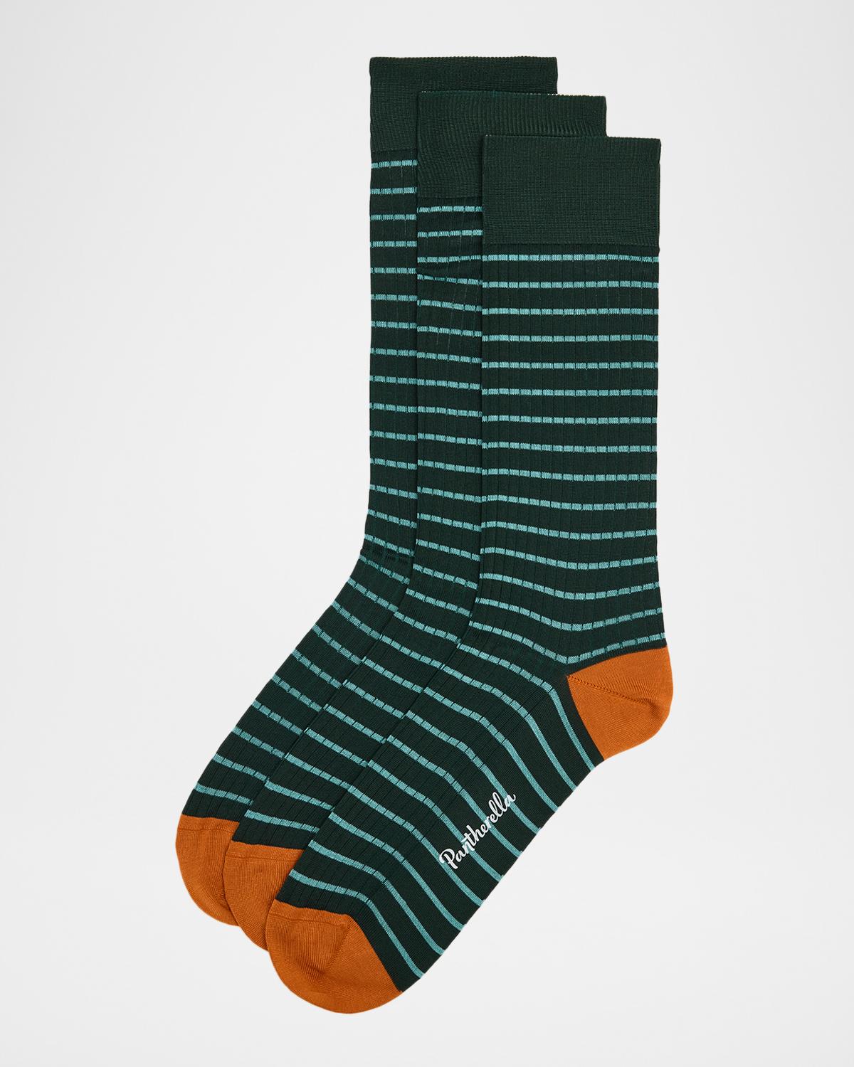 Pantherella Men's Downe Fine Stripe Calf-Length Socks