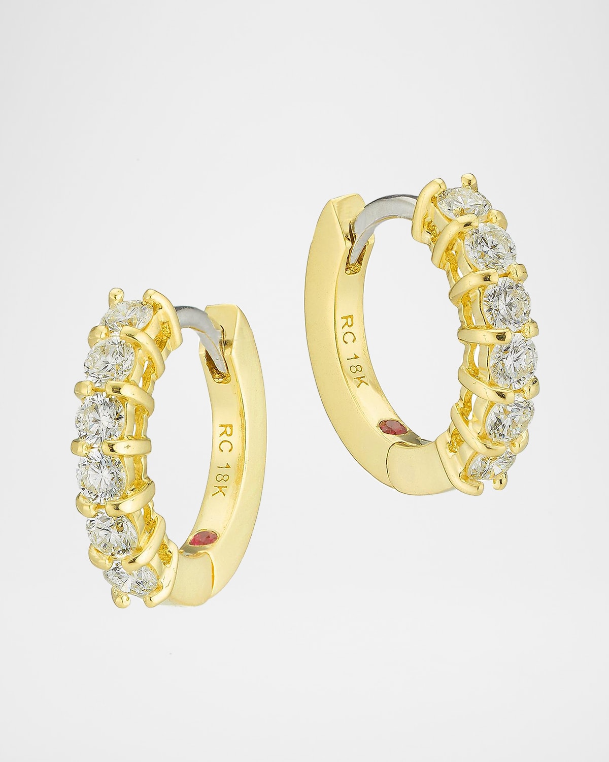 Roberto Coin 18K Yellow Gold Diamond Huggie Hoop Earrings, 15mm