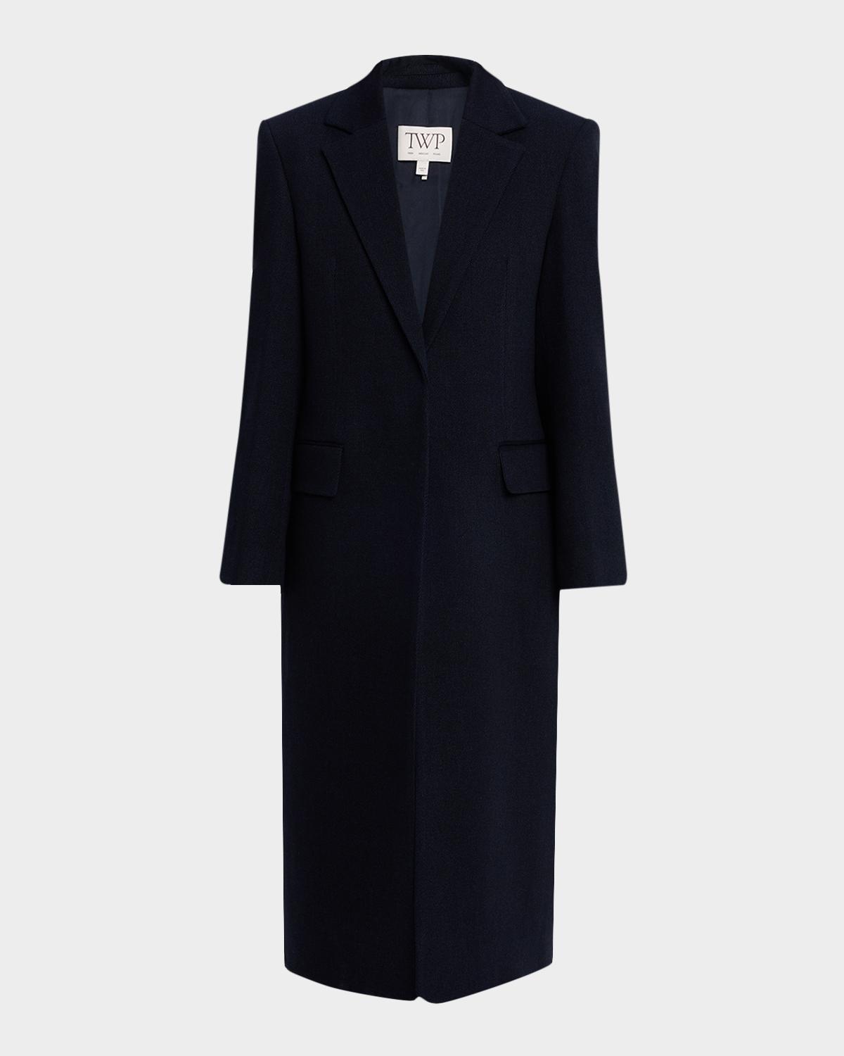 TWP Mattie Single-Breasted Coat in Wool Twill