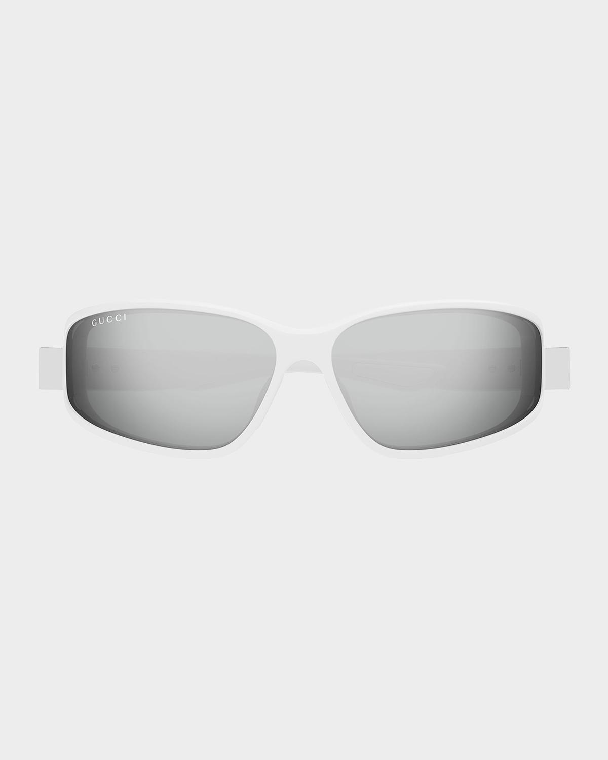 Gucci Men's Rectangular Acetate Wrap Sunglasses